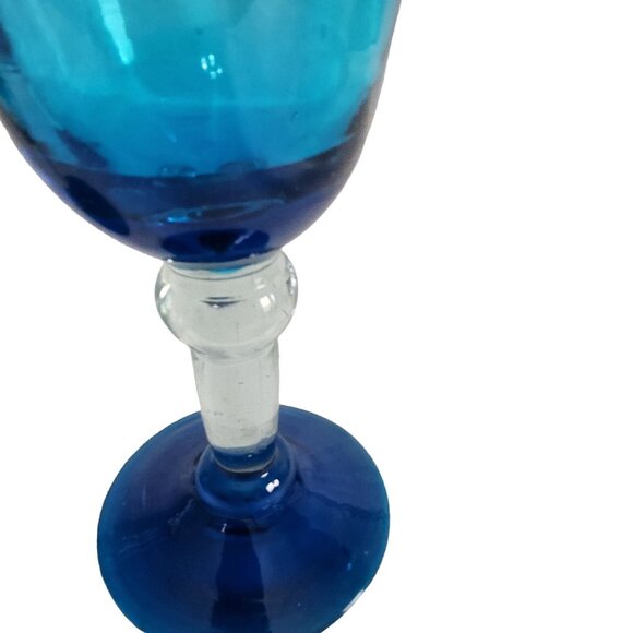 Vintage Blue Glass Goblets Set‎ Of 2 - Picture 7 of 9